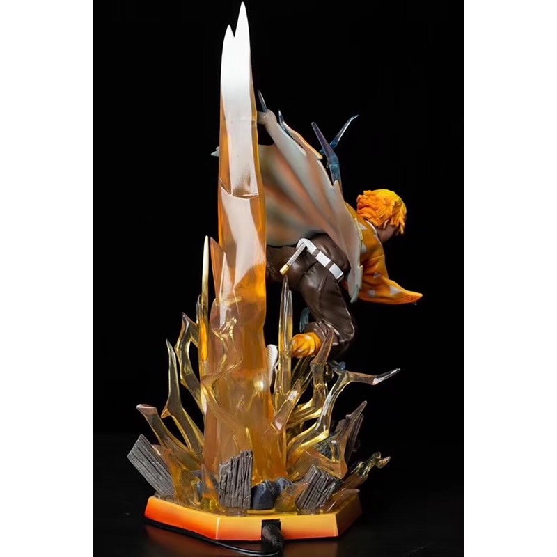 Mô Hình Nhân Vật Anime Demon Slayer Agatsuma Zenitsu Hai Đầu Có Đèn LED Dạ Quang 35Cm Để Bàn Trang Trí