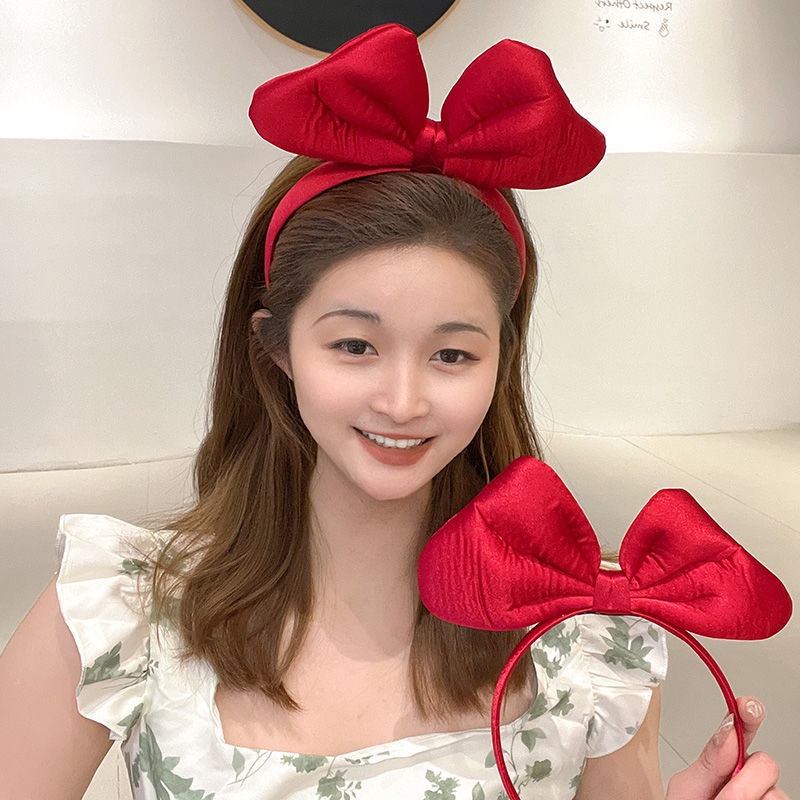 Băng Đô Nơ Đỏ Cỡ Lớn Thời Trang Thu Đông 2022 Dễ Thương Cho Nữ