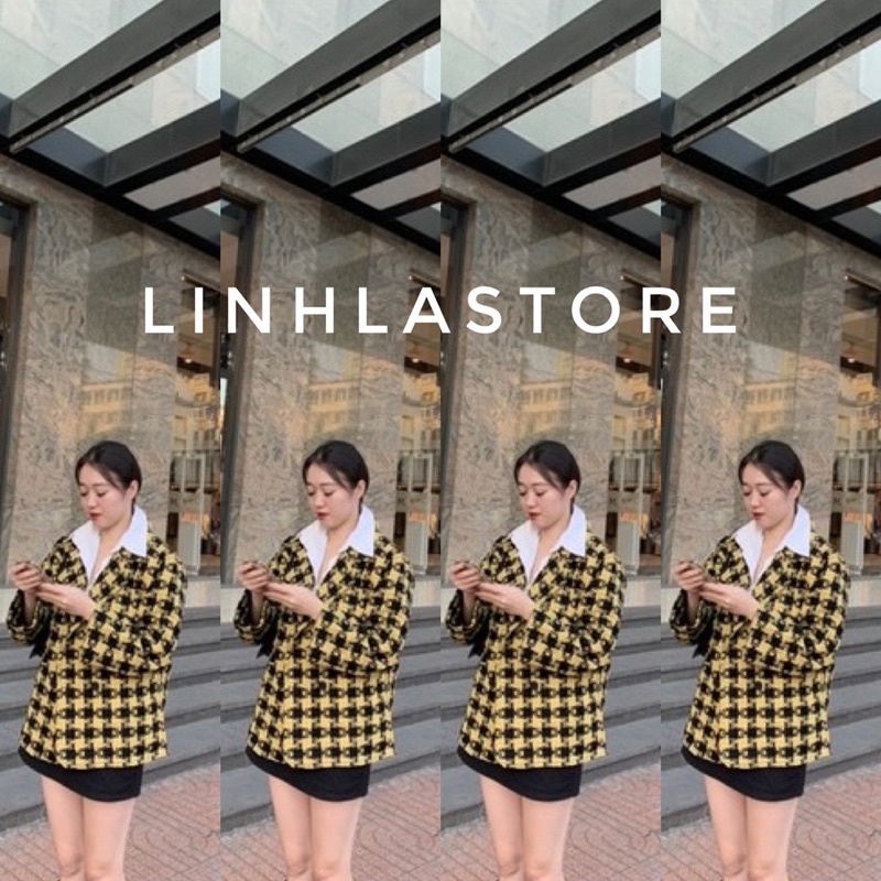 ÁO KHOÁC DẠ TWEED  ÁO DẠ ULZZANG KẺ SỌC (ảnh thật shop chụp)
