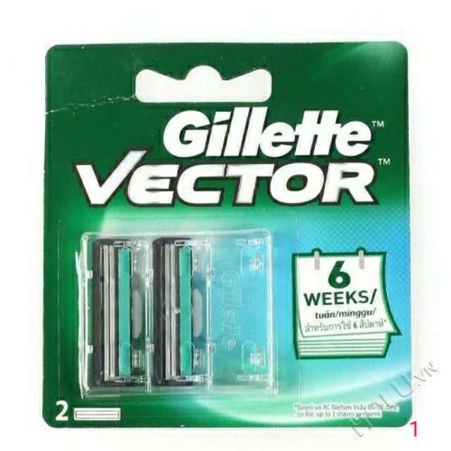 12 vỉ cạo râu 2 lưỡi Gillette Vector ( 1 hộp)