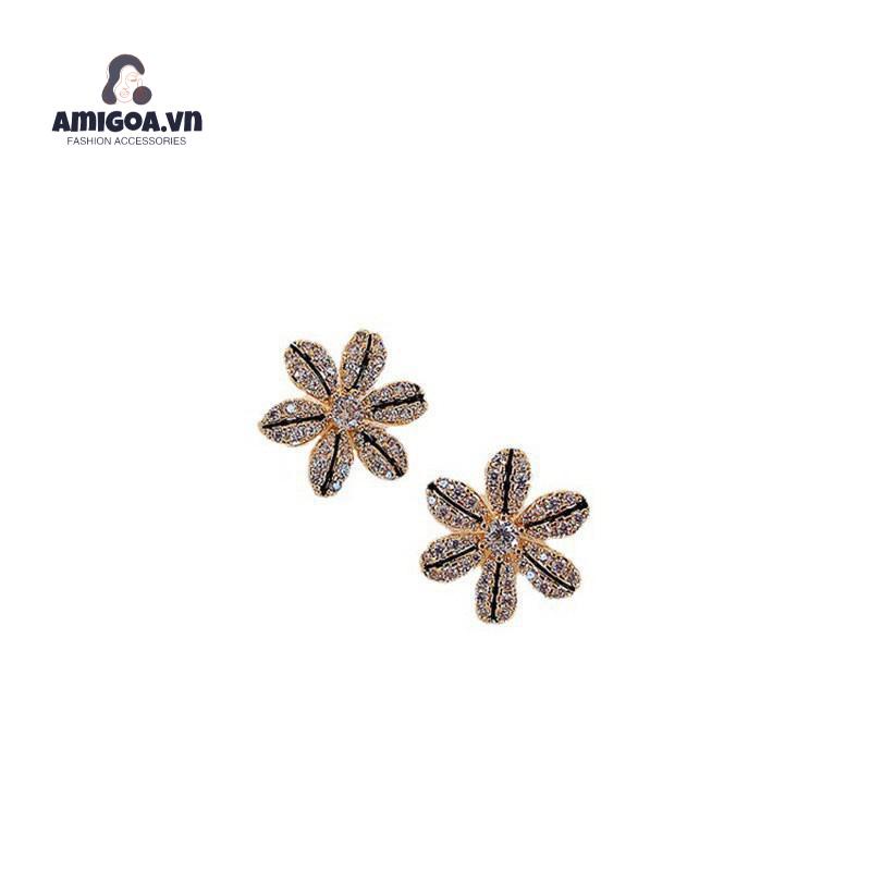 ✨✨Bông Tai Hình Cánh Hoa Đính Kim Cương Giả Vẽ Dầu Thời Trang