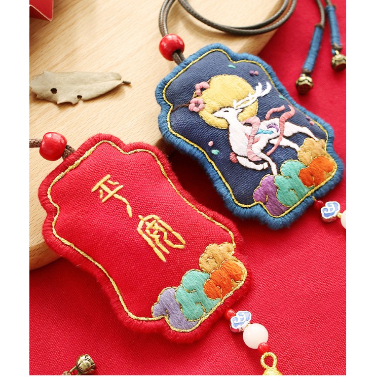 KIT THÊU DIY Tự làm túi thơm trang trí Rồng Sư tử Lân Hươu may mắn Thẻ Cầu Bình An Handmade Omamori - ZEN Handmade