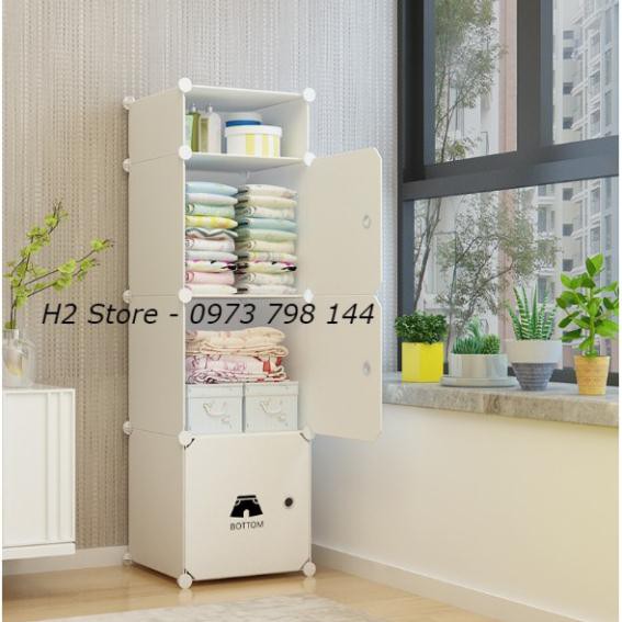 TỦ NHỰA LẮP GHÉP 3 Ô + 1 Ô NHỎ ĐỂ ĐỒ ĐA NĂNG THÔNG MINH sâu 37cm (Tùy chọn mẫu)