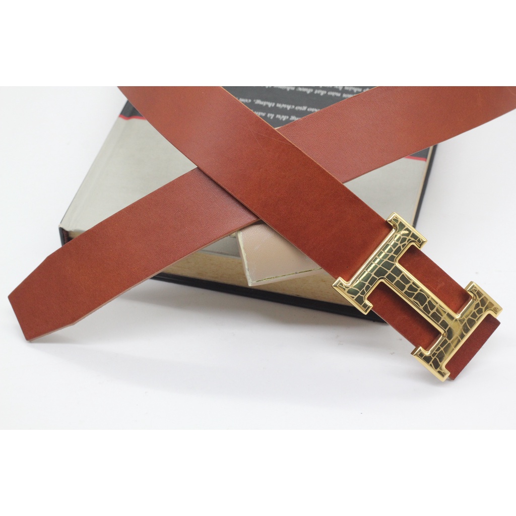 Thắt Lưng Dây Nịt Nam Da Bò Vachetta Nhập Khẩu Cao Cấp Nguyên Tấm Siêu Mềm Kèm Khóa Xịn Chữ H Không Gỉ, BH 12 Tháng