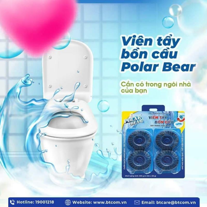VIÊN THẢ BỒN CẦU POLAR BEAR TRẮNG SÁNG KHỬ MÙI 150G