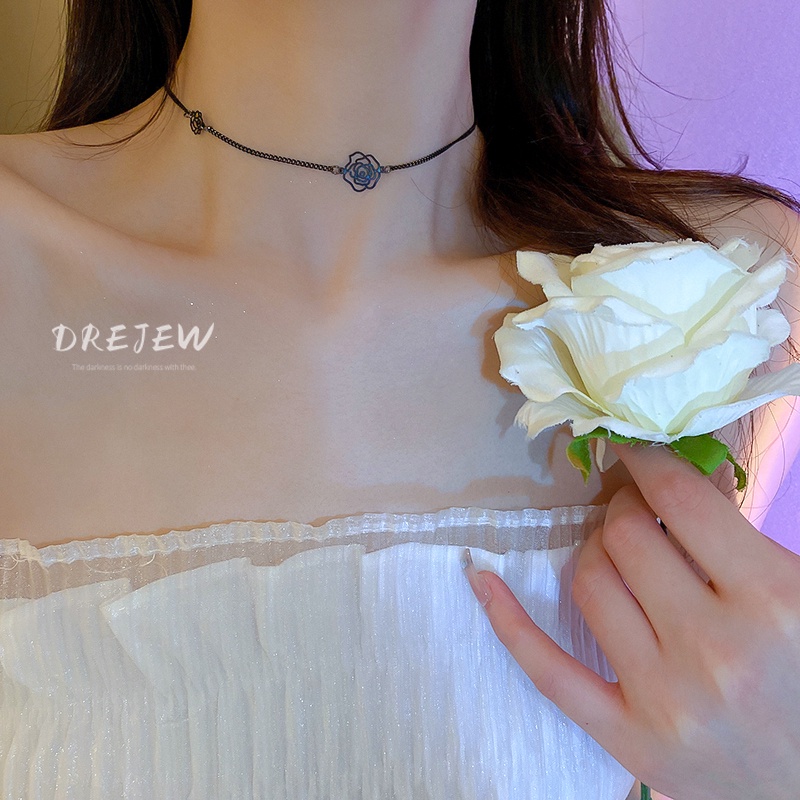 DREJEW Vòng cổ mặt hoa hồng phong cách đơn giản thời trang cho nữ