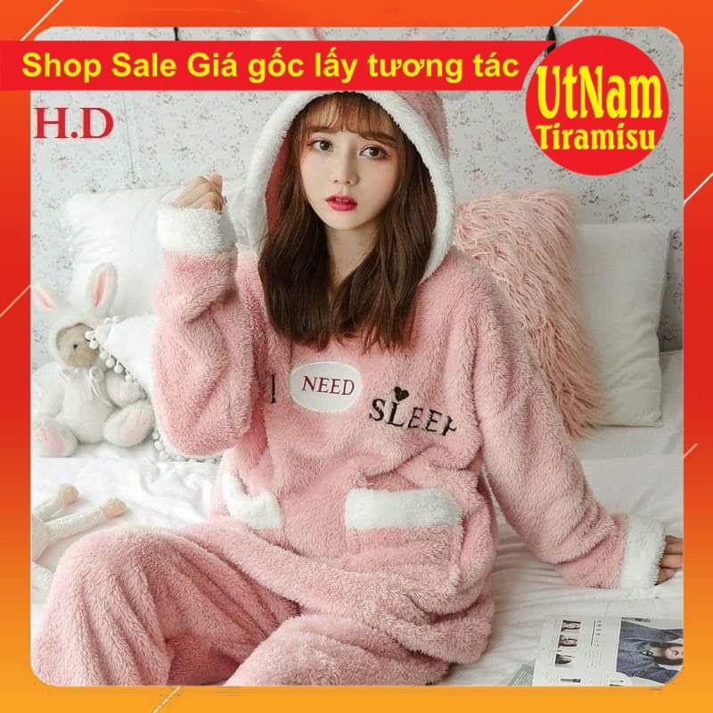 Bộ lông Gấu thêu need sleep có ảnh thật sp🌸Đồ nữ ngủ mùa đông Ullzang phong cách Hàn Quốc | BigBuy360 - bigbuy360.vn