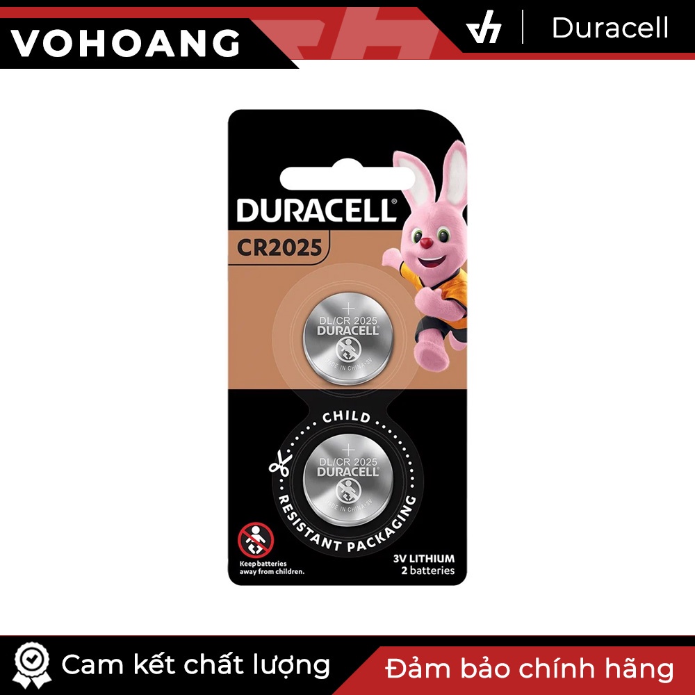 Vỉ 2 viên pin CR2025 Duracell chính hãng