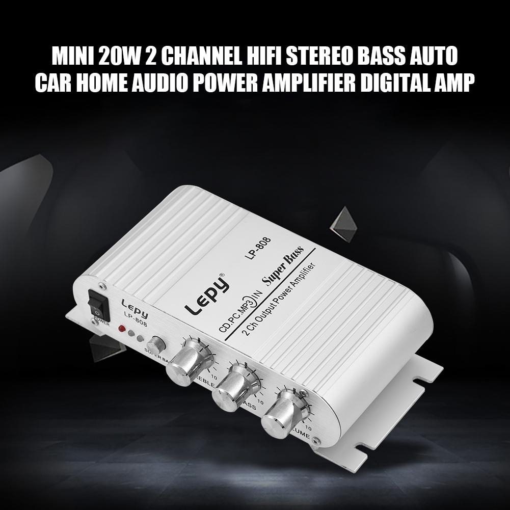 Bộ Khuếch Đại Âm Thanh Kỹ Thuật Số Mini 20w Bass 2 Kênh Cho Xe Hơi