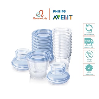 Set 10 cốc trữ sữa Philips Avent 180ml SCF618/10 tặng kèm cổ nối bình - Monnie Kids