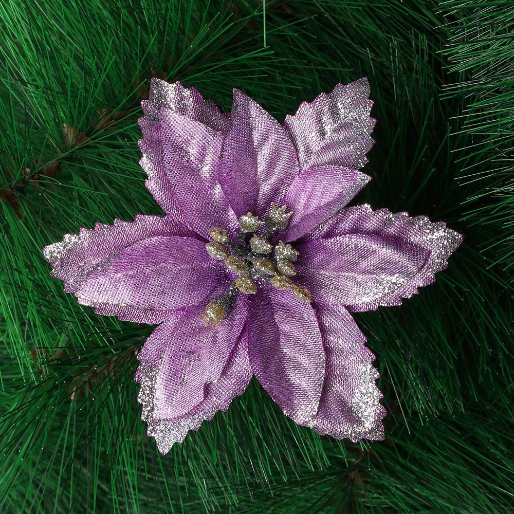 Hoa nhân tạo bằng nhựa nhiều màu sắc nổi bật trang trí cây thông giáng sinh năm mới