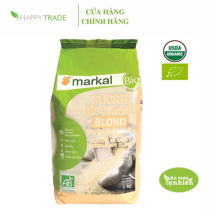Đường mía thô hữu cơ hạt nhỏ Markal 1kg