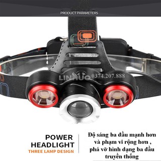 Đèn pin đội đầu 3 bóng Led siêu sáng Đèn Pin Đội Đầu 3 Bóng Cao Cấp DT-LH134. ĐÈN PIN