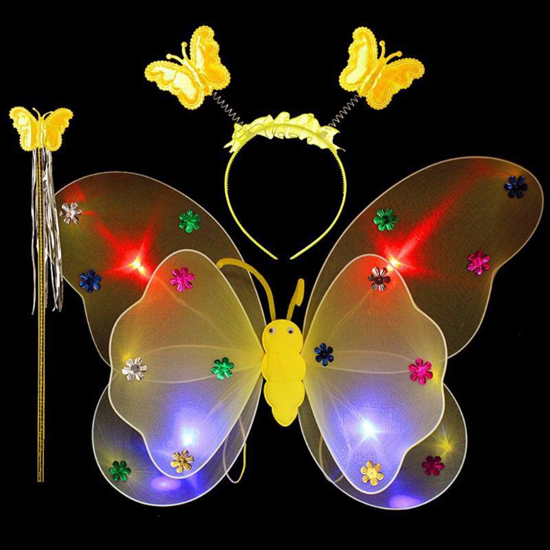 Bộ váy và cánh bướm 4 món đeo hóa trang cho bé gái có đèn led