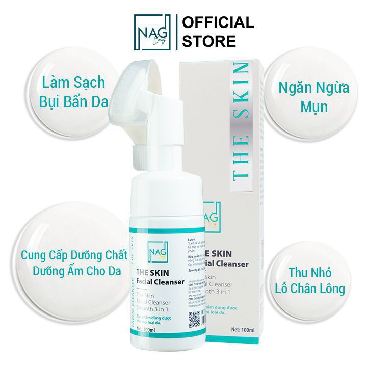 Sữa rửa mặt đầu cọ The Skin Cleanser 100ml cho da dầu mụn nhạy cảm dành cho nam nữ - NAG | BigBuy360 - bigbuy360.vn