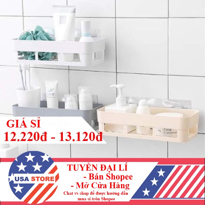 Kệ Nhựa Chữ Nhật B24CN Mới Về - Đựng Để Đồ Nhà Tắm - Nhà Bếp - Miếng Dính Đôi Siêu Chắc