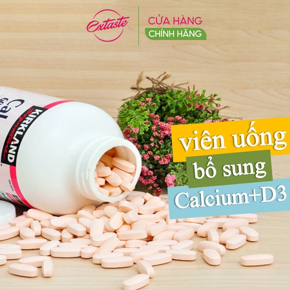 Viên uống hỗ trợ xương chắc khỏe Kirkland Signature calcium 600mg with vitamin d3 500 viên bổ sung canxi nội địa Mỹ