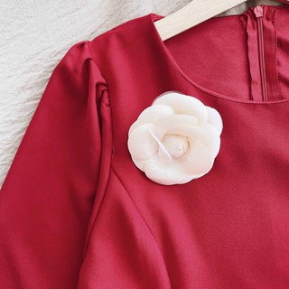 ̉̉̉[DIVA] ĐẦM CỔ TRÒN TÀ LỆCH KÈM TAG HOA