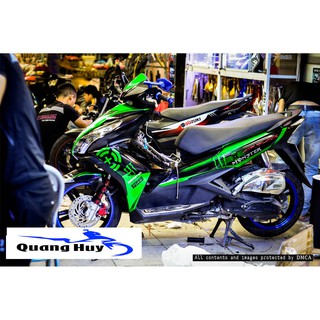 Tem trùm air blade đen xanh lá monster đời 2013-2014-2015, độ team trùm ab dán phủ dàn áo xe xanh đen rẻ đẹp