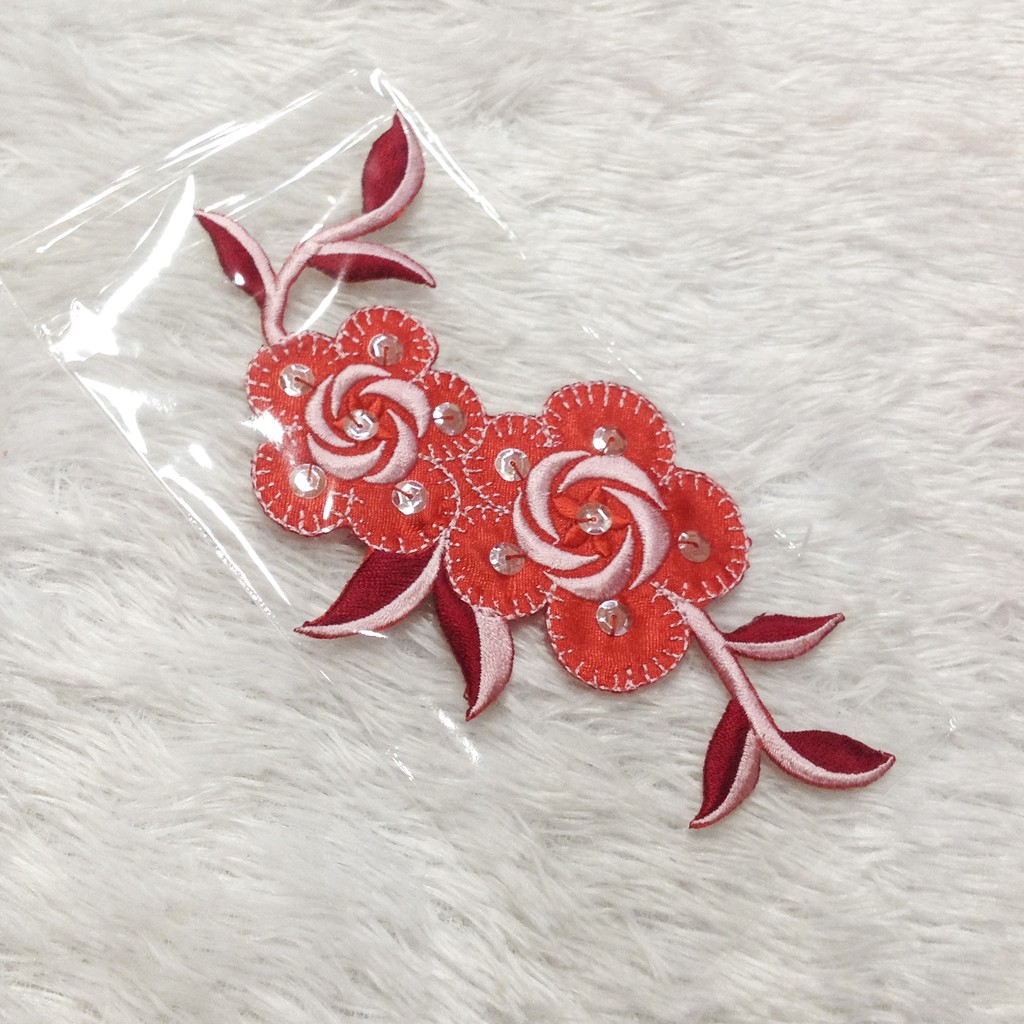 Bông thêu sẵn 3d vải kết nhiều màu trang trí áo dài váy đầm