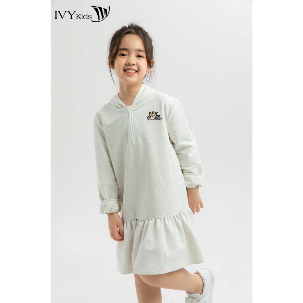 Đầm thun xòe cổ mũ bé gái IVY moda MS 42G1178