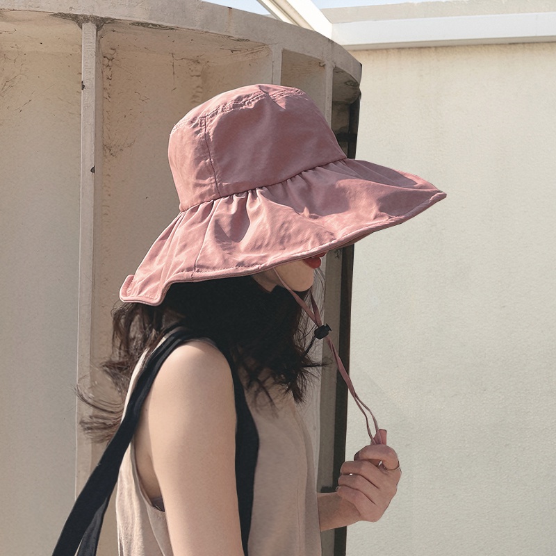 Nón Bucket Màu Đen Chống Tia Cực Tím Chống Tia UV Thời Trang Mùa Hè Cho Nữ