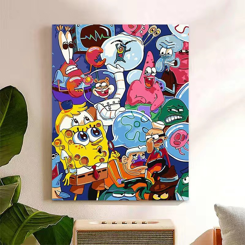 Tranh Tô Màu Theo Số, Tranh NHÂN VẬT HOẠT HÌNH, KT 40x50cm, Có Khung, Đủ Phụ Kiện, Tranh Số Hóa Hottrend