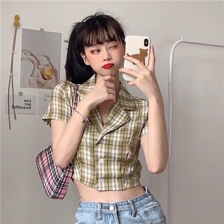 Áo sơ mi croptop cổ vest