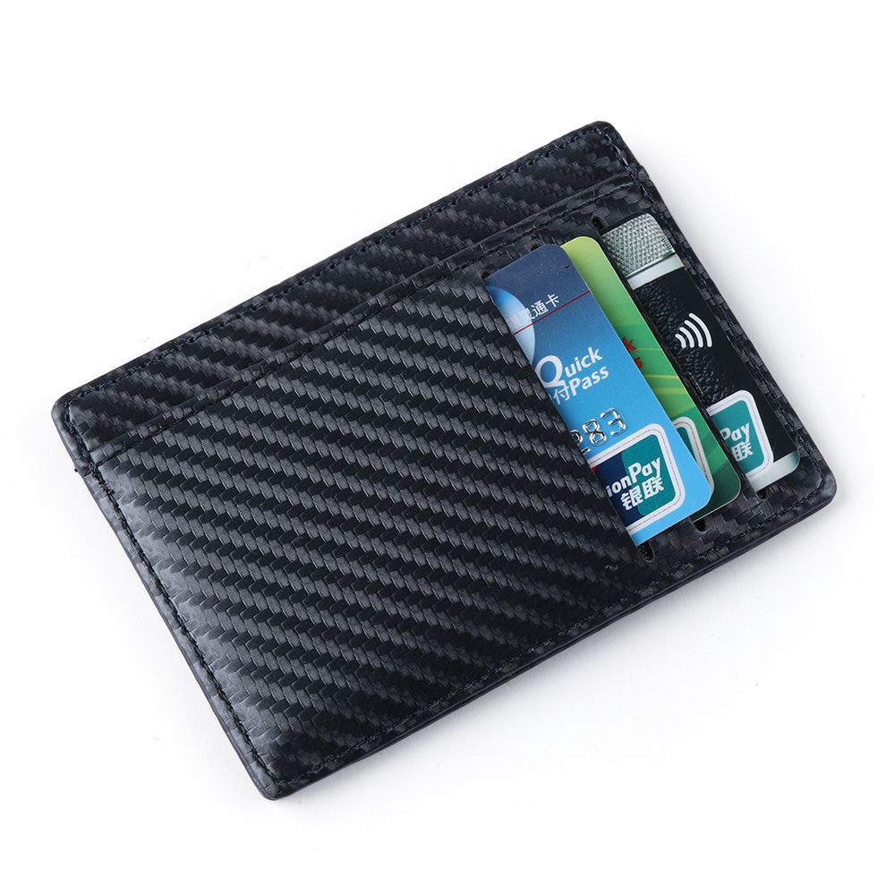 Ví Da Pu Mỏng Họa Tiết Sợi Carbon Chống Trộm Thời Trang Cho Nam