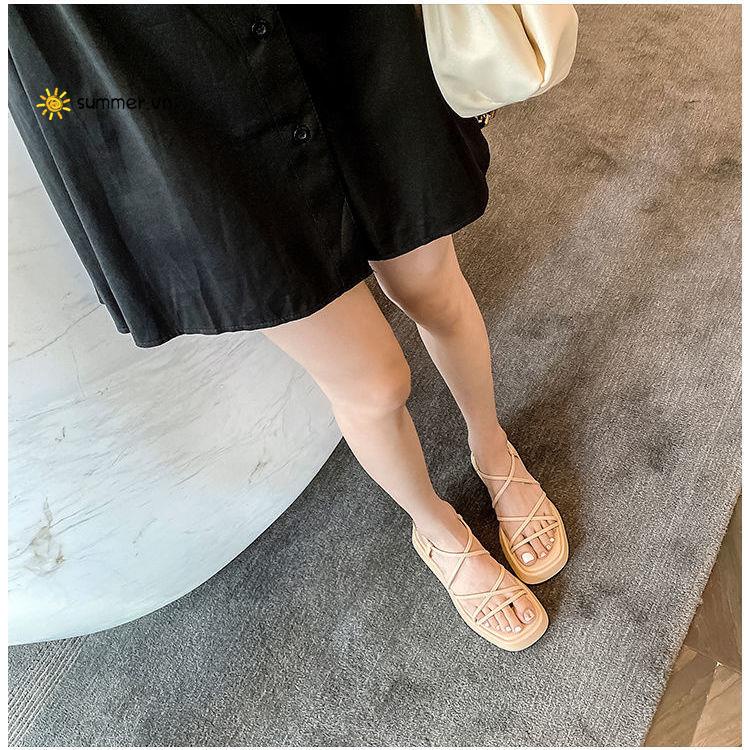 Giày Sandal Đế Dày Quai Chéo Phong Cách La Mã Thời Trang Mùa Hè 2022 Dành Cho Nữ