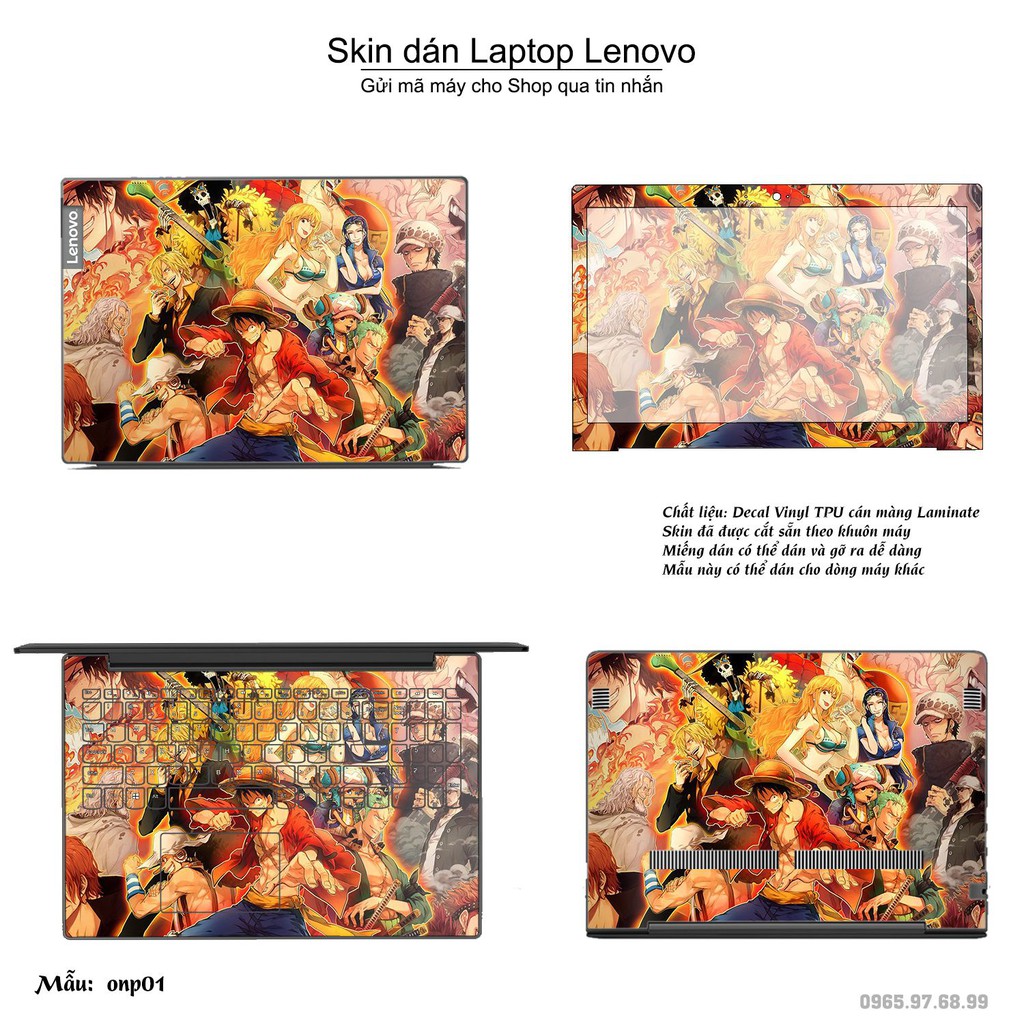 Skin dán Laptop Lenovo in hình One Piece (inbox mã máy cho Shop)