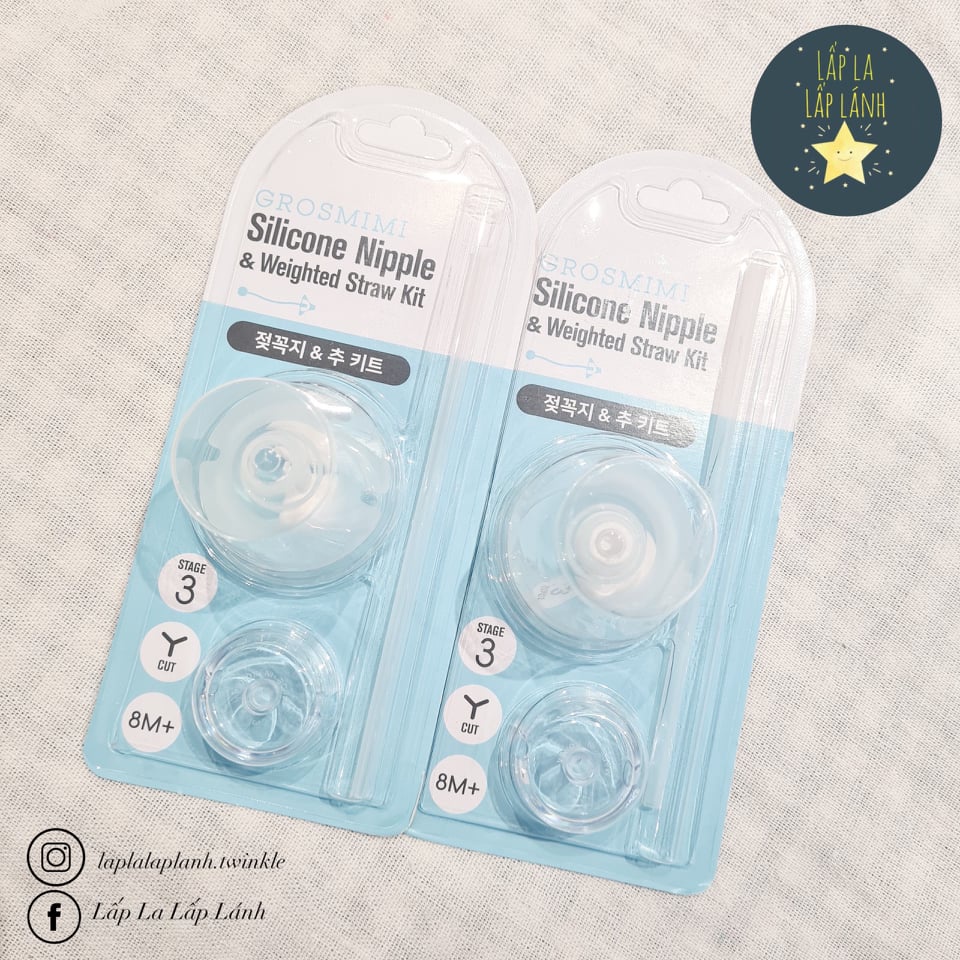 Núm Ti Mother K &amp; Set 2 Núm Y Cut + Ống Hút Bóng Trọng Lực #madeinKorea