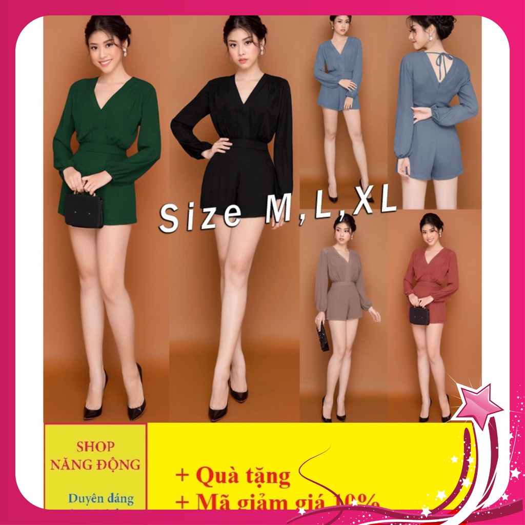 Đồ Bay Ngắn 🎁FREESHIP🎁Giảm 45k Khi Mua Đơn Từ 500k - Jumpsuit Short cổ V tay dài xinh xắn TJ921