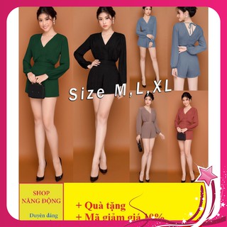 Đồ Bay Ngắn 🎁FREESHIP🎁Giảm 45k Khi Mua Đơn Từ 500k - Jumpsuit Short cổ V tay dài xinh xắn TJ921