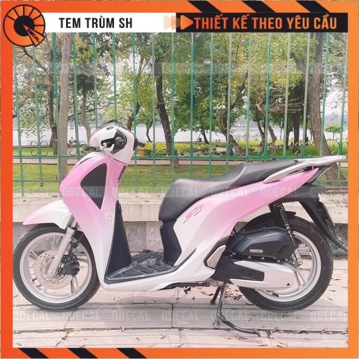 Tem trùm SH trắng hồng nữ tính decal 3 lớp thiết kế theo yêu cầu