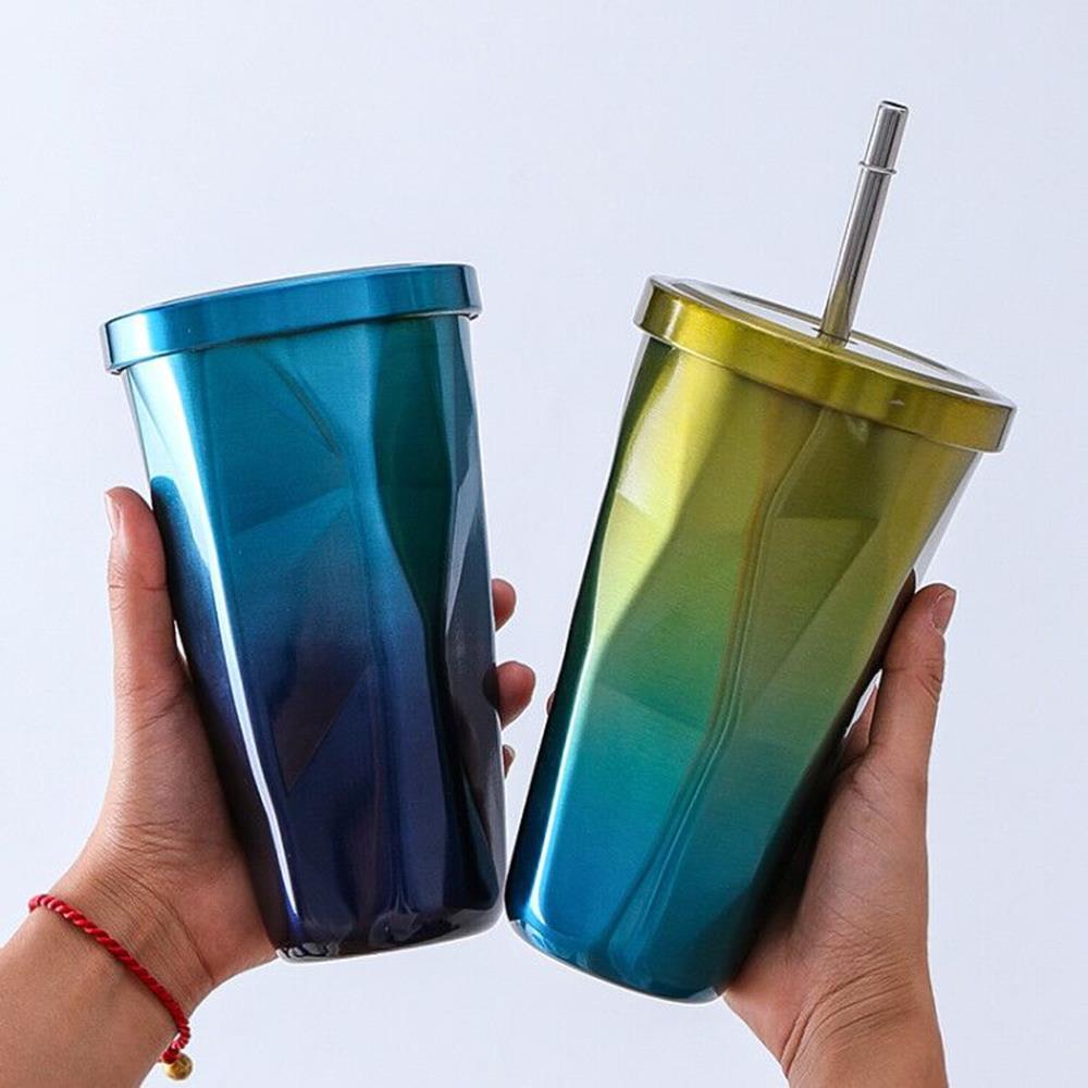 Ly giữ nhiệt inox Thái Lan 500ml có ống hút thép không gỉ bình cốc uống nước để bàn mã 220xx