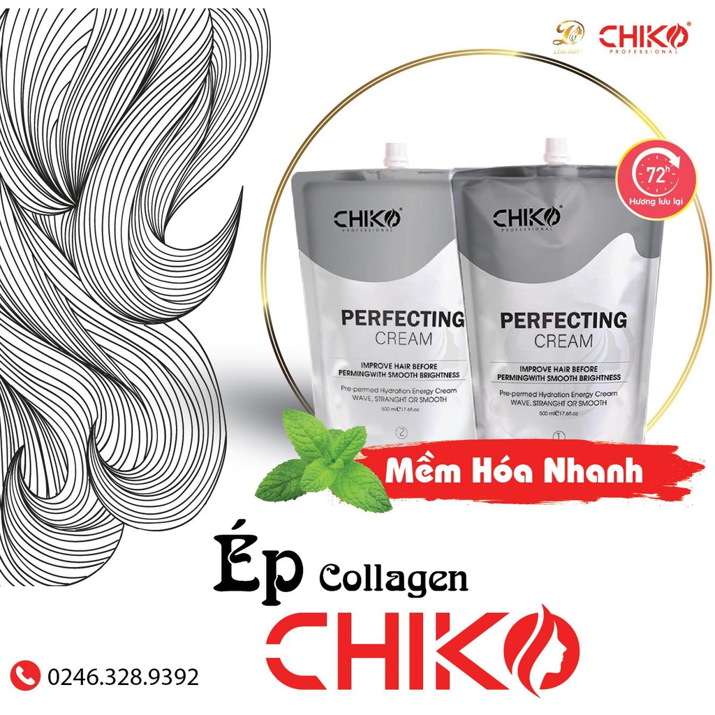 [Giá Salon}Thuốc ép tóc collagen thuốc duỗi tóc thông minh Chiko không mùi hôi 500ml