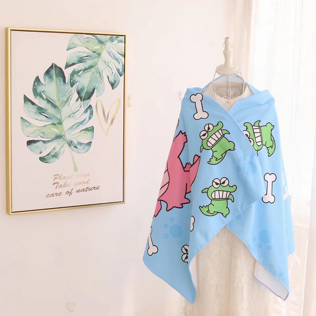 Khăn Tắm Thể Thao Dài Thấm Hút Tốt In Hình Cậu Bé Bút Chì Shin-Chan Hoạt Hình Cho Nam Nữ