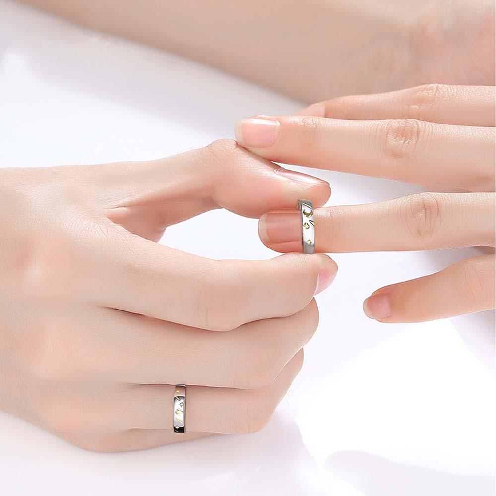 Nhẫn Cặp Hình Ngôi Sao / Mặt Trăng Có Thể Điều Chỉnh Kích Cỡ Thời Trang Cho Nam Và