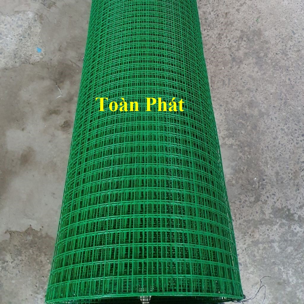 ( Khổ cao 1m) Cuộn lưới sắt bọc nhựa mắt lưới màu xanh, ô vuông rộng 1.2cm, 2cm