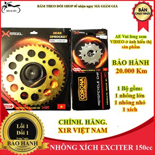 [CÓ VIDEO] Bộ 3 món Nhông xích đĩa Nhông sên dĩa EXCITER 150 cc mẫu XSTEEL mẫu mới sên CÓ PHỐT CAO SU của hãng X1R
