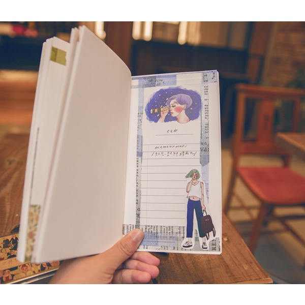 Junarystudio - Bộ 281 hình dán cô gái má đỏ và các vật dụng retro