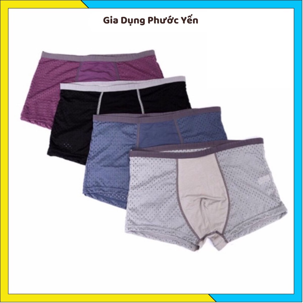 Hộp 4 sịp đùi Men thông hơi cạp nhỏ