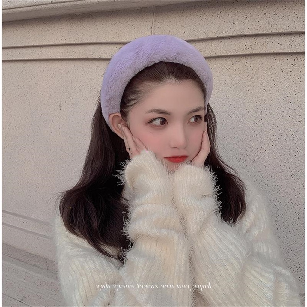 Hàng Sẵn Băng đô lông nhiều màu Băng đô thời trang Đầu rộng Trang trí chống trượt cho rửa mặt【Texas053】