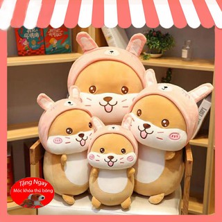 Gấu bông gối ôm chuột hamster mũ hồng 🐁vải co dãn 4 chiều🐁 Hàn Quốc - GB21