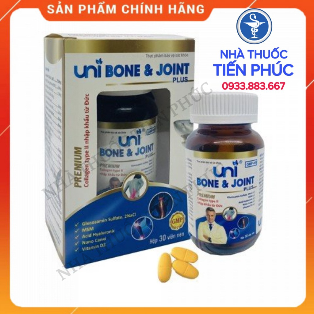 Viên uống xương khớp UNI BONE & JOINT PLUS - Hỗ trợ giảm đau khớp, viêm khớp Hộp 30 viên - Nhà Thuốc Tiến Phúc