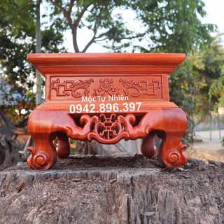 Đôn chiện vuông chân hoa lá tây gỗ hương cao 25cm