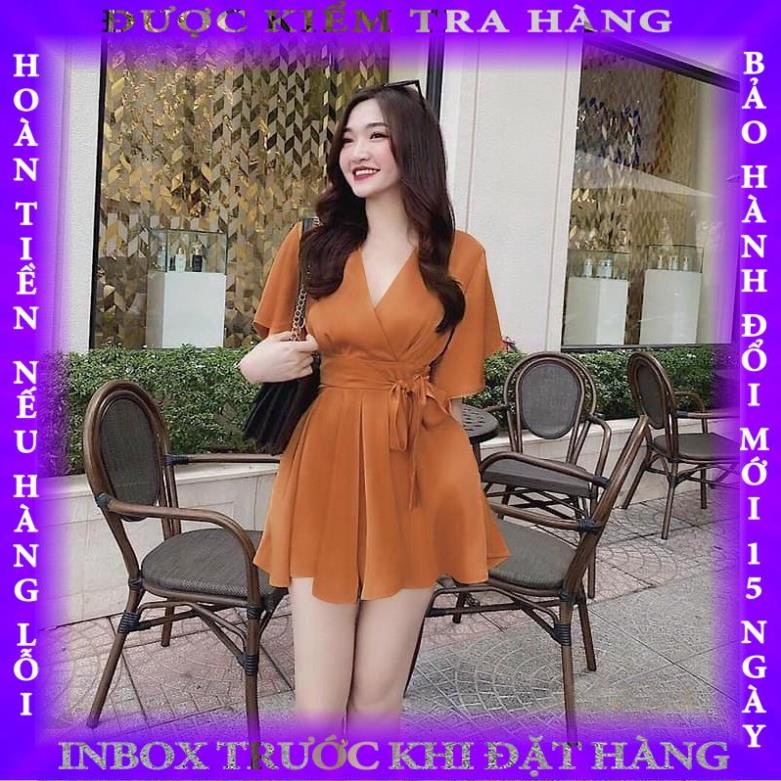 Set đồ nữ sang chảnh đẹp cá tính nguyên bộ áo cổ V thắt đai quần rời 2 túi xinh xắn TJ1133 nguyenvan