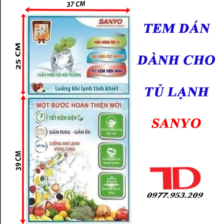 Tem dán trang trí dành cho tủ lạnh SANYO Điện Lạnh Thuận Dung
