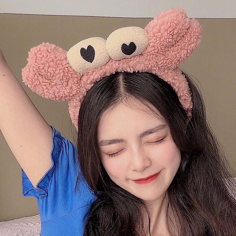 Bờm Cài Tóc Cua Mắt Lồi Nhiều Màu Xinh Xắn, Băng Đô Rửa Mặt Hình Cua phong cách Hàn Quốc
